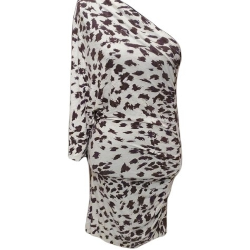 Tart Dress size S lepard brown white one shoulder bodycon off shoulder
